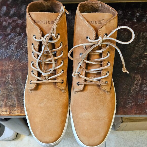 Blackstone Men's "DM-51" Leather/Nubuck High Top Sneakers, Tan, Sz 12 (EU 46) - Picture 2 of 16